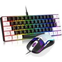 RedThunder 60% RGB Gaming Keyboard and Mouse Combo,UK Layout Ultra Compact Backlit Mini Keyboard, Lightweight 7200 DPI Cellular Optical Mouse, Portabl