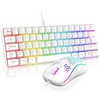RedThunder 60% RGB Gaming Keyboard and Mouse Combo,UK Layout Ultra Compact Backlit Mini Keyboard, Lightweight 7200 DPI Cellular Optical Mouse, Portabl