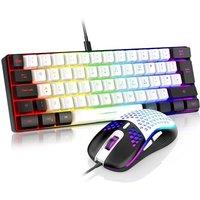 RedThunder 60% RGB Gaming Keyboard and Mouse Combo,UK Layout Ultra Compact Backlit Mini Keyboard, Lightweight 7200 DPI Cellular Optical Mouse, Portabl