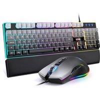 RedThunder K10 Wired Gaming Keyboard and Mouse Combo, UK Layout, True RGB Backlight, Soft Leather Wrist Rest, Ergonomic Anti-Ghosting Keyboard + 7D 72