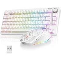 RedThunder K75 75% Wireless Membrane Keyboard and Mouse,3-Mode 2.4G/BT/USB-C,US Layout Side-Engraved,Volume Knob,TKL Ultra Compact Design,Optical Gami
