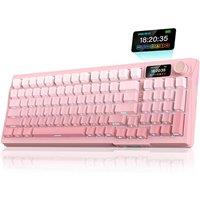 RedThunder K95 Wireless Mechanical Gaming Keyboard,w/Customizable Display & Knob,Gasket-Mounted,3 Mode 2.4G/BT/USB-C,US Layout 95 Keys,Hot Swappable P