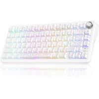 RedThunder K75 75% Wireless Mechanical Gaming Keyboard,Creamy Gasket-Mounted,Volume Knob,US Layout,Keycaps-Side Print,2.4G/BT/USB-C,RGB Underglow Ligh