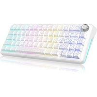 RedThunder K65 60% Wireless Mechanical Gaming Keyboard,Creamy Gasket-Mounted,Volume Knob,US Layout,Keycaps-Side Print,2.4G/BT/USB-C,RGB Underglow Ligh