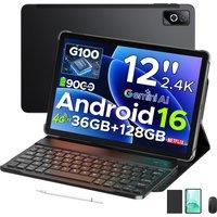 DOOGEE Tab G6 Pro 12 Inch 2.4K Tablet, 2026 Newest Android 16 Tablet with Keyboard, Helio G100, 36GB+128GB/2TB, 9000mAh Battery, 4G LTE/90Hz/Widevine