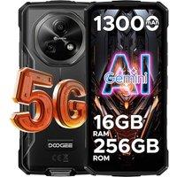 DOOGEE Fire 7 Rugged Smartphone 5G, Android 15 AI Rugged Phone, 13000mAh/18W, 16GB+256GB/2TB6.6 HD+ 90Hz Octa-Core Android Phone, 64MP+16MP, Sid