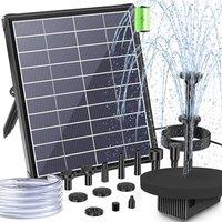POPOSOAP Solar Water Fountain Outdoor, 6.5W 250 L/h Solar Water Pump with Solar Panel Built-in 3000mAh Battery Stable Spraying for Garden Pond Bird Ba