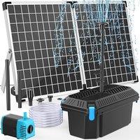 POPOSOAP Solar Pond Filter with Fountain Pump, 40W 1620L/h All-in-One Pond Filtration & Solar Fountain Kit for Medium Outdoor Ponds, Garden Koi Ponds,