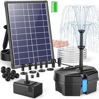 POPOSOAP Solar Pond Filter with Water Fountain, 8W Solar Water Pump with Filtration System, 8 Spray Modes & 3600mAh Battery Backup for Outdoor Small P