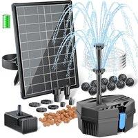 POPOSOAP Solar Water Fountain with Pond Filter Kit - 8W Solar Pump & 3000mAh Battery Backup, 8 Spray Modes & 1.5m Tubing for Outdoor Small Ponds, Bird