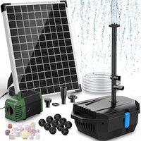 POPOSOAP 20W Solar Pond Filter & Fountain Pump Kit - 1050 L/h Solar Powered Pond Filtration System with 4 Nozzles & 2m Tubing, Ultra-Quiet for Outdoor