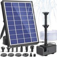 POPOSOAP Solar Fountain Pump for Bird Bath, 6.5W Solar Water Fountain Pump with Upgraded Dry-Run Protection & Double-Layer Nozzles 5Ft Tubing for Pond