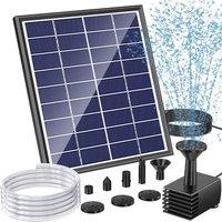 POPOSOAP Solar Bird Bath Fountain Pump, 6W Outdoor Water Fountain with 4ft Tubing & 5 Nozzles, DIY Solar Powered Water Pump for Garden, Ponds, Pool an