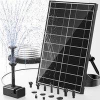POPOSOAP 8W Solar Fountain Pump for Bird Bath, Glass Panel Solar Water Pump with 8 Nozzles, 4ft Tubing, Low-Water Auto Stop & 2 Filter Sponges, 360