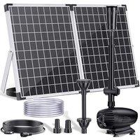 POPOSOAP 55W Solar Fountain Pump, 480GPH Solar Pond Pump with Dry-Run Protection, Solar Powered Water Pump with 16.4Ft Cord & 10Ft Extension Cable, PV