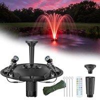 POPOSOAP Floating Pond Fountain & Aerator Complete Kit with LED Lights, 4500 L/h Water Pump, 9m Power Cord, 3 Spray Styles for Ponds, Pools, Lakes & W