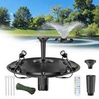 POPOSOAP Floating Pond Fountain & Aerator Complete Kit with LED Lights, 6000 L/h High-Flow Water Pump, 9m Power Cord, 3 Spray Styles for Ponds, Pools,