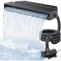 POPOSOAP Pond Waterfall Kit, All-in-One Garden Pond Waterfall Spillway 58 cm with 6000 L/H Submersible Pump, Filter Cage and Hose for Garden Pond, Fis