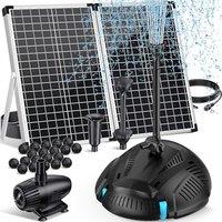 POPOSOAP Pond Filter with 55W Solar Water Fountain, Solar Pond Filter with 2000 L/h Pump & Fountain Kit, 2m PVC Tubing, Perfect for Koi Ponds, Waterfa
