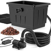 POPOSOAP Large Pond Filter Kit, Outdoor Pond Filter for Koi Pond Garden Pond Fish Pond, Above-Ground Design for Easy Maintenance, 4500L/H Quiet DC Wat