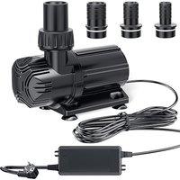 POPOSOAP 4600 L/h DC Pond Pump, Safe 24V Low Voltage Quiet Water Feature Pump with AC/DC Converter, 4 Hose Adapters for Garden Ponds, Aquariums, Fount