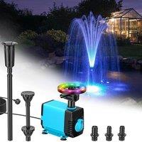 POPOSOAP Pond Fountain with RGB Lights - 40W Submersible Pump, 2100 L/h Flow, Adjustable Height & Water Flow for Day & Night Pond Decoration & Water Q