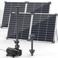POPOSOAP 120W Solar Pond Pump, Solar Water Fountain with 6000L/H Adjustable Flow DC Water Pump, Dual Solar Panels, 3 Spray Nozzles for Outdoor Ponds,
