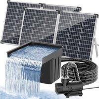 POPOSOAP Solar Pond Waterfall with 120W Solar Panel & 6000 L/h Pump, 3m Corrugated Tubing, Filter Media, Pond Waterfall for Outdoor Garden Pond, Strea