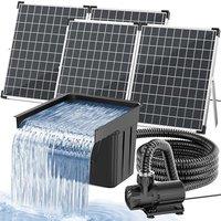 POPOSOAP Solar Pond Waterfall with 100W Solar Panel & 4500 L/h Pump, 3m Corrugated Tubing, Filter Media, Pond Waterfallfor Outdoor Garden Pond, Stream