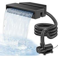 POPOSOAP Pond Waterfall Kit, All-in-One Garden Pond Waterfall Spillway with 4500 L/H Submersible Pump, Filter Cage and Hose for Garden Pond, Fish Pond