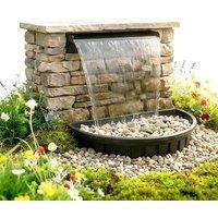 POPOSOAP Pond Waterfall Kit, Self-Circulating Water Feature with Colourful LED Lights, No Pond Required Pondless Waterfall for Garden Backyard Courtya