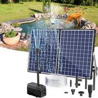 POPOSOAP 35W Solar Pond Pump to 170-340 Gallon Outdoor Garden Pond Fountain | High efficiency 35W Solar Power,480GPH adjust flow Quite Pump, 4 Styles