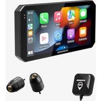 INNOVV N2 Motorcycle Carplay Dash Cam, 6 Touch Screen Support Android Auto & iOS, 2K + 2K Front and Rear Camera with GPS Navigation, Parking Mode,Mus