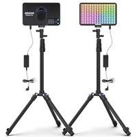 amaran Pano 60c 2-Light Kit 60W RGBWW Full-Color Panel Light Set, 22,220 Lux @ 0.5m, USB-C PD Powered, Includes Softboxes, Grids, Diffusers, Stands &