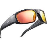 OHO Ultra-Thin Lightweight Sports Camera Sunglasses, 24MP Camera, 1080P Video, Record-While-Charging, Water Resistant UV400 Lens Black FrameRed Len