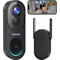 BOTSLAB 5MP Video Doorbell Camera Wireless No Monthly Fee, 1:1 Head-to-Toe with 360 View, 150-Day Battery Life, Triple Motion Detection Doorbell Cam