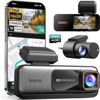 BOTSLAB 4K Dash Cam Front and Rear, Night Vision, ADAS, 2K Rear Camera, 170 Wide Angle, Built-in GPS and 5.8GHz WiFi, 24/7 Parking Mode with Voice C