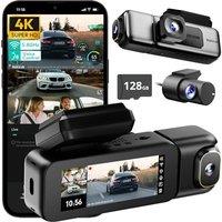 BOTSLAB 3 Channel 4K Dash Cam Front and Rear Inside, Triple Car Dash Cam with Voice Control, 3.18 inches Touch Screen, Loop Recording, 24/7 Parking Mo