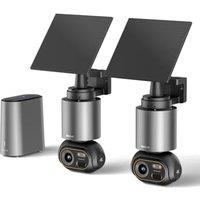 BOTSLAB 4K Security Camera Outdoor Wireless 2 Cam-Kit, No Subscription, 360 PTZ Outdoor Camera with Base Station, Solar Camera Wireless, Night Visio