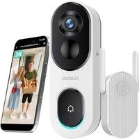 BOTSLAB 2K Video Doorbell Camera Wireless, No Subscription, Head-to-Toe View, 5200mAh Battery Capacity, AI Detection, 2.4GHz WiFi, IP66 Waterproof, Wi