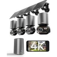 BOTSLAB 8MP Security Camera Outdoor Wireless 4 Cam-Kit, No Subscription, 4K 360 PTZ Solar Camera with WiFi Base Station, AI Recognition, Night Visio