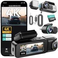 BOTSLAB 3 Channel 4K Dash Cam Front and Rear Inside, Triple Car Dash Cam with Voice Control, 3.18 inches Touch Screen, Loop Recording, 24/7 Parking Mo