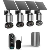 BOTSLAB 5MP Video Doorbell Camera Wireless, 8MP Security Camera Wireless Outdoor, Solar Camera Outdoor 4-Cam Kit