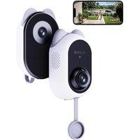 BOTSLAB Dual Lens Window Camera, Stick On Safeview Indoor Camera for Home Security, with 4MP Colour Night Vision | 24/7 Recording | AI Detection | 2.4