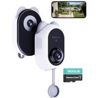 BOTSLAB Dual Lens Window Camera with 64GB TF Card, Stick On Safeview Indoor Camera for Home Security, with 4MP Colour Night Vision | 24/7 Recording |
