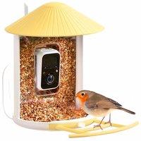 NETVUE Smart Bird Camera, Auto-Identify, Notify, Records Bird Video | Outdoor Bird Feeder | Birdwatching Camera Gift, Yellow Without Solar Panel