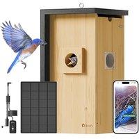 Birdfy Bird House with Camera Solar Powered with Iron Guard for Outside, AI Identify, 1080P HD & Night Vision for Bluebird Finch Swallow Wren Chickade