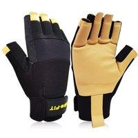 Intra-FIT Professional Anti-Vibration Gloves, Half Finger EN ISO 10819: 2013 & EN 388:2016 Certified, Reinforced Palm, Ideal For Road Breakers, Sander