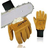 Intra-FIT Chainsaw Gloves Multi-Layer Protection on Left Hand, Safety Forestry Work Gloves in Water Resistant Cowgrain Leather, Class 2, Latest Standa