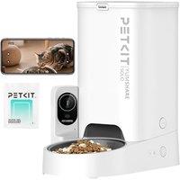 PETKIT Automatic Cat Feeder with Camera, 1080P HD Video with Night Vision, 2-Way Audio, 3L Auto Cat Feeder with Battery-Backup, Low Food & Blockage Se